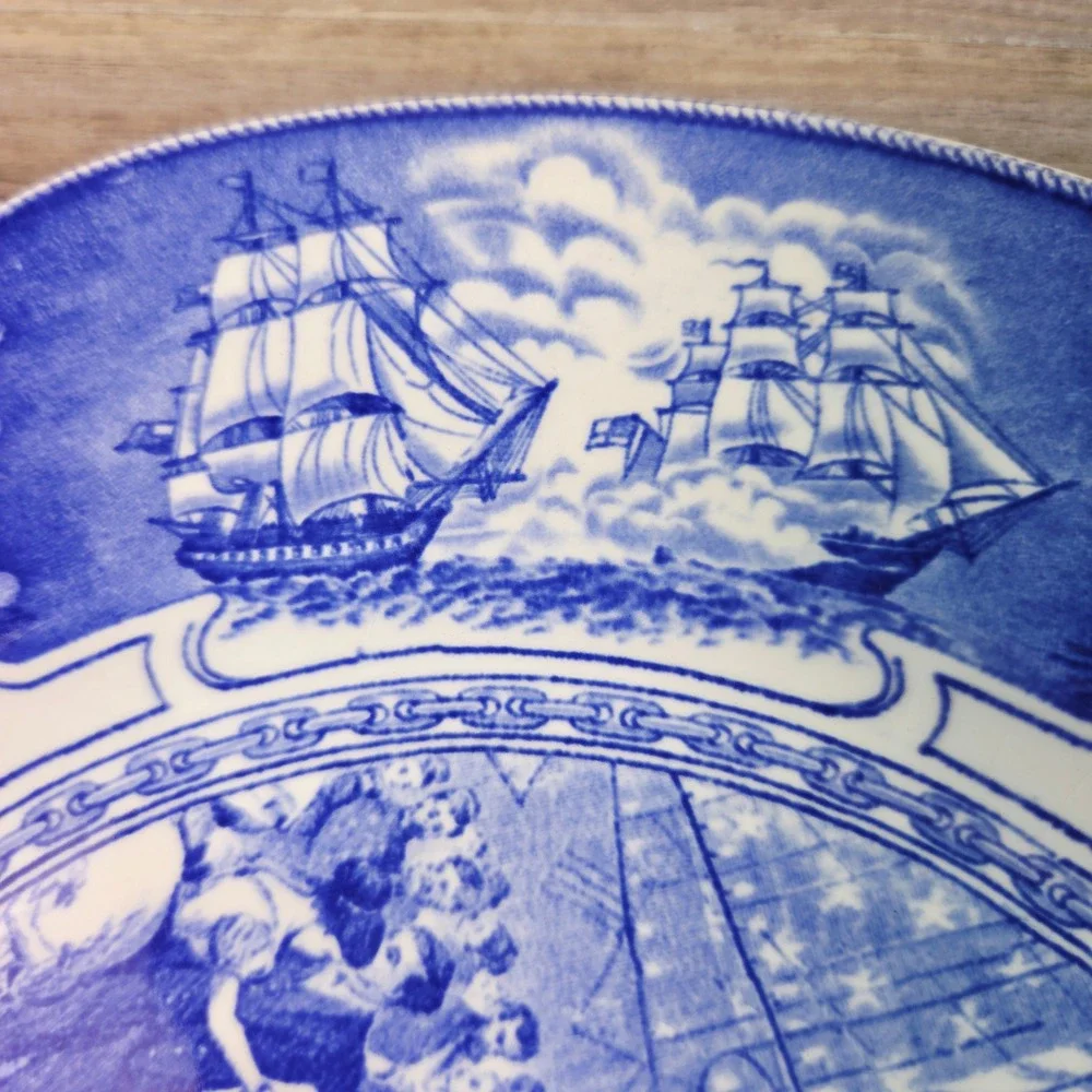 Wedgwood US Naval Academy Hop 1869 Plate Blue White Transferware 10